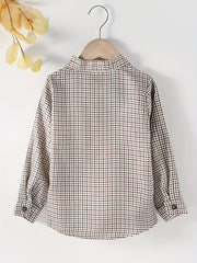 Boys Long Sleeve Plaid Shirt Casual Cotton Spring Autumn
