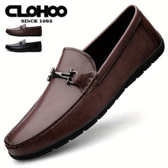 Men's Metallic Moccasin Loafers, Comfy Slip-On Shoes