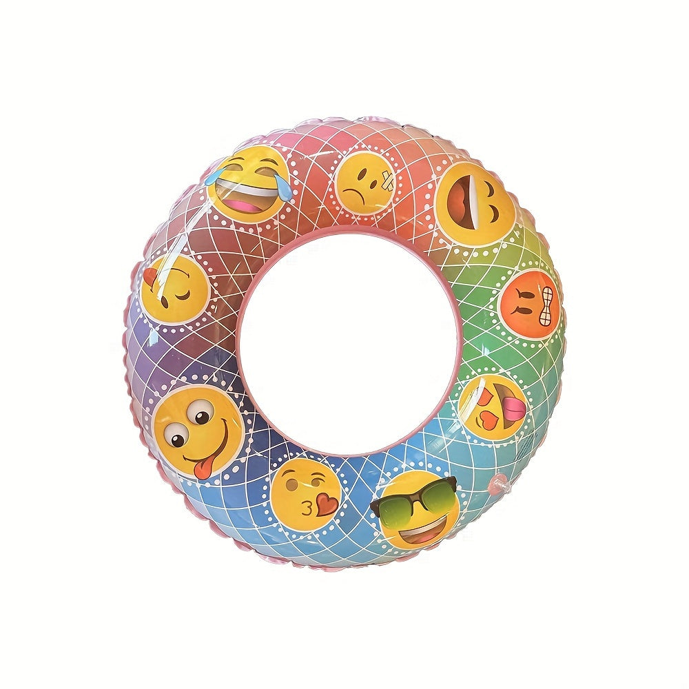 1pc Inflatable Smiley Face Swimming Ring Outdoor Pool Swim Ring