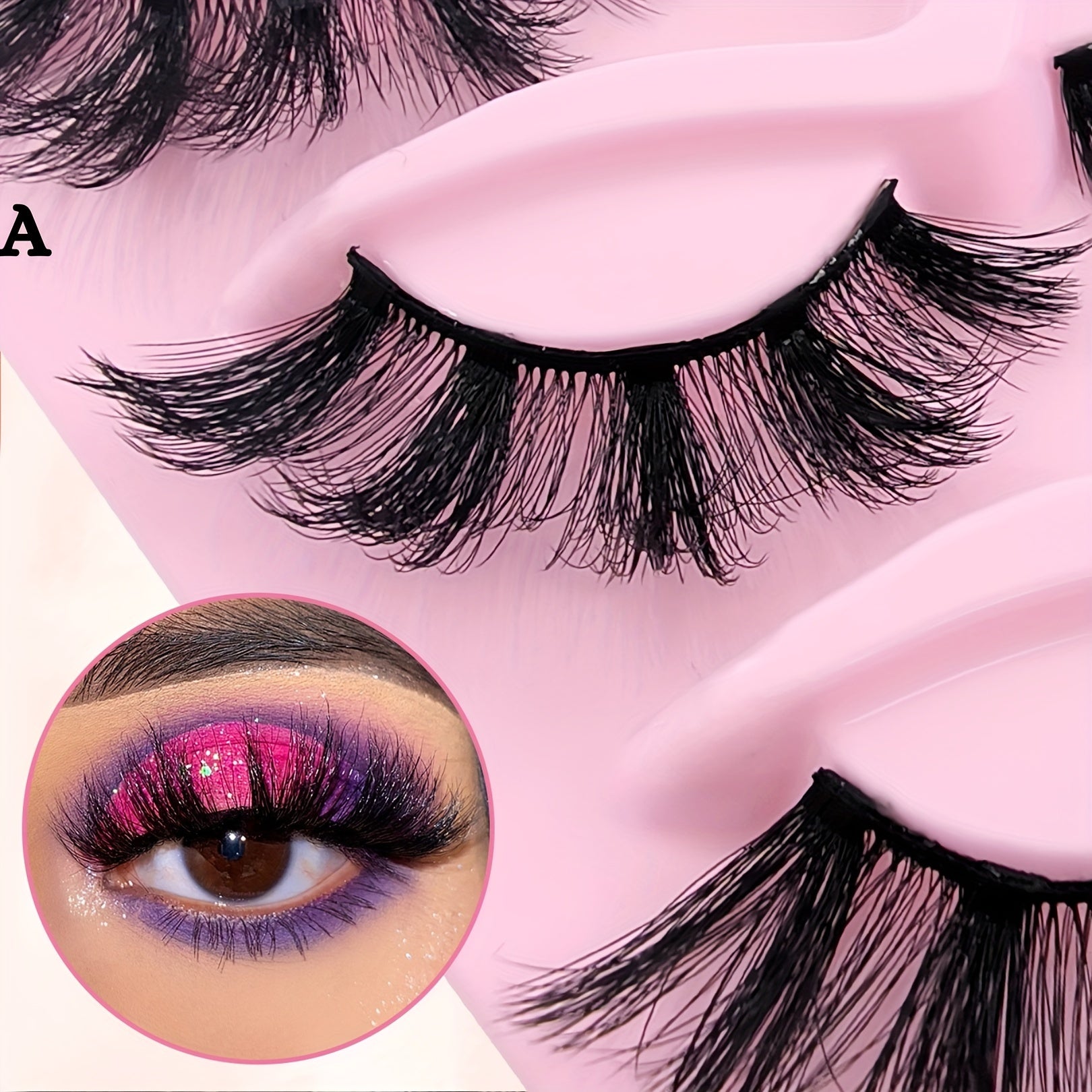 5 Pairs Cat Eye Lashes Curling Thick Fluffy Faux Mink False Eyelashes