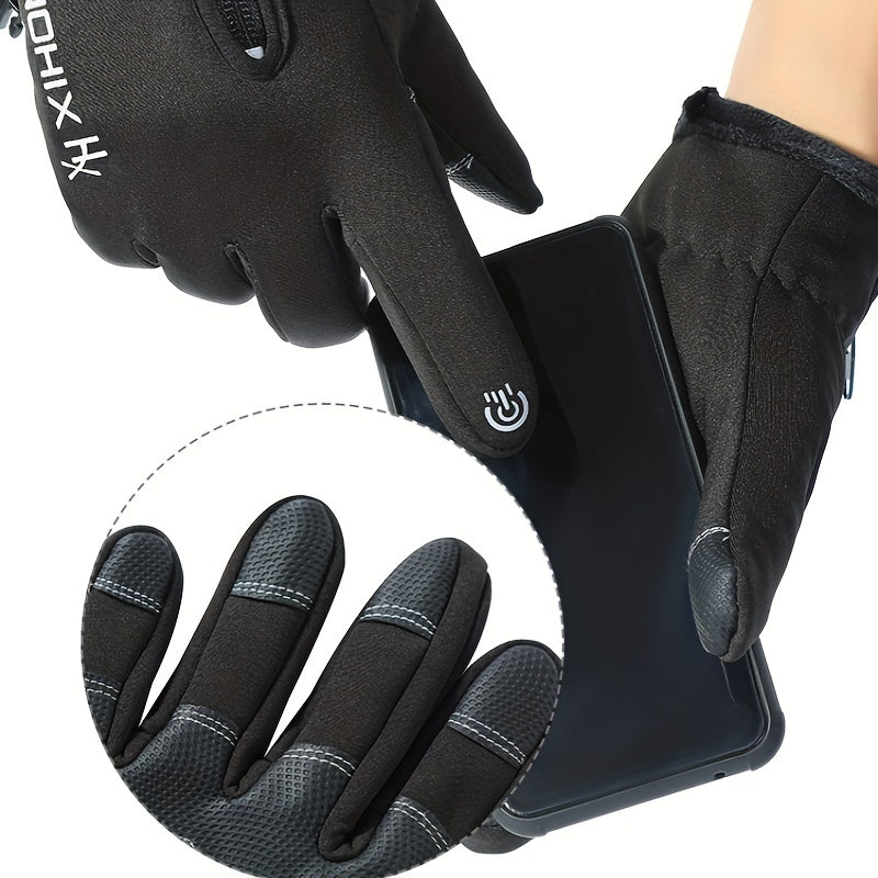 Winter Cycling Gloves Touch Screen Waterproof Plush Warmth