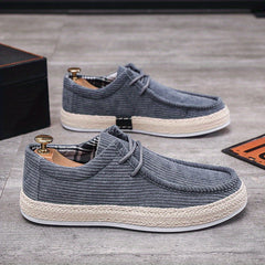 Men's Casual Lace up Flat Loafer Shoes Lightweight Non slip Walking Shoes