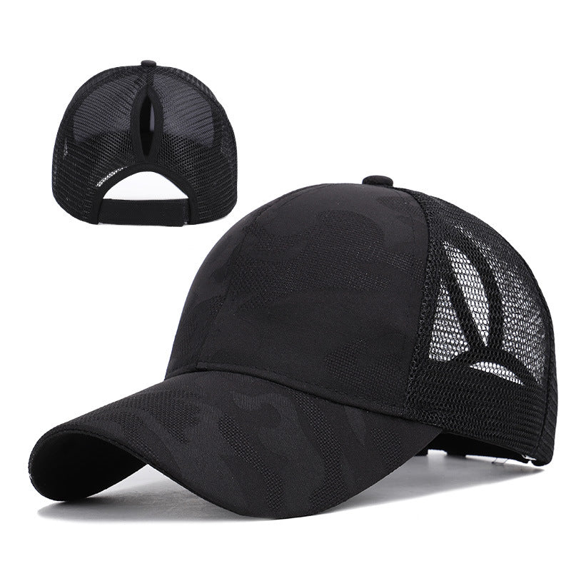 Camouflage Mesh Ponytail Baseball Cap Women Sun Hat