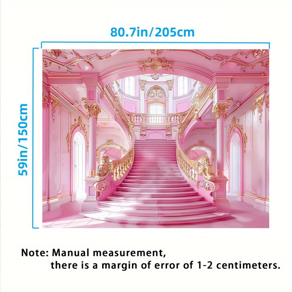 Pink Castle Photography Backdrop for Birthdays & Weddings