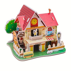 Warm Cottage 3D Model Puzzle DIY Toy Christmas Thanksgiving Gift