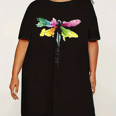 Dragonfly Print Round Neck Sleep Dress