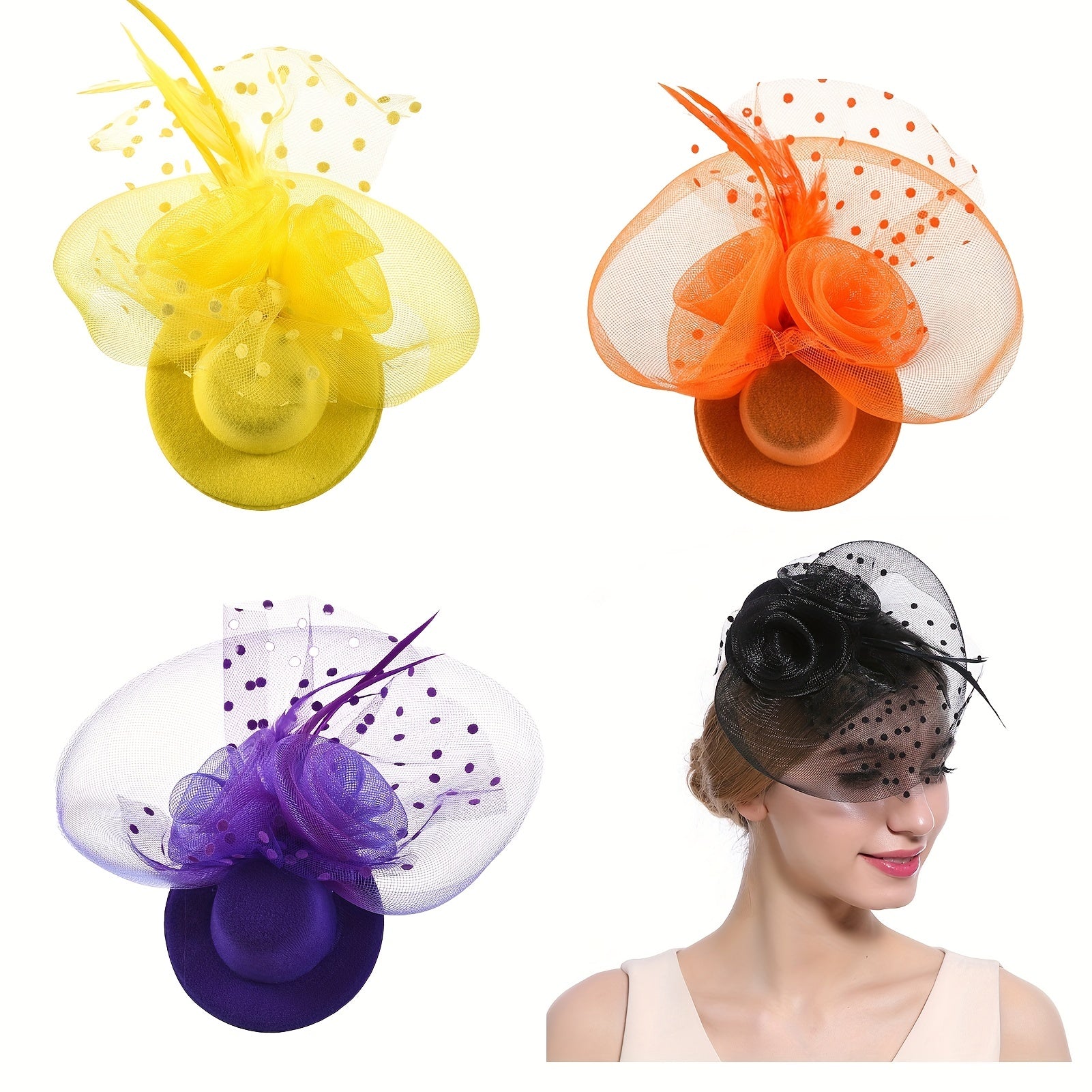 Mesh Flower Head Piece Dance Party Flowers Fascinator Headwear