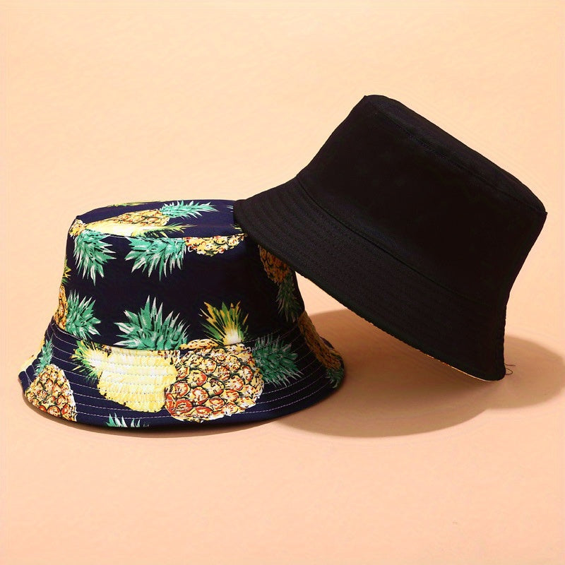 Fruit Print Cartoon Bucket Hat Reversible Basin Fisherman Cap