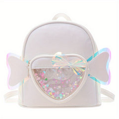 Sequins Love Bow Decor Backpack for Girls