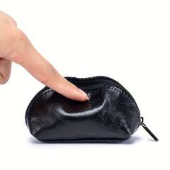 Small Leather Coin Purse Zipper Storage Bag
