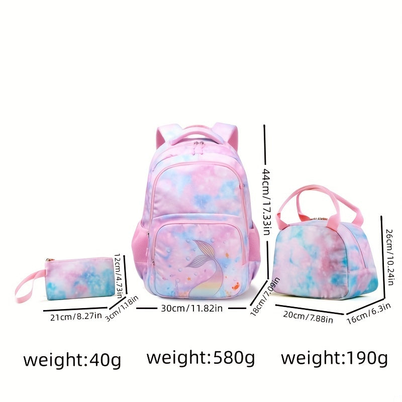 3pcs School Bags Set Starry Sky Cartoon Backpack Lunch Bag Pencil Case Set