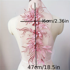 Large Lace Embroidered Applique Dress Flowers Patches Sew On DIY