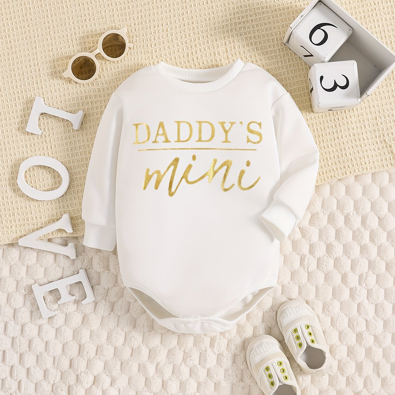Baby Boy's Triangle Bodysuit with DADDY'S MINI Print