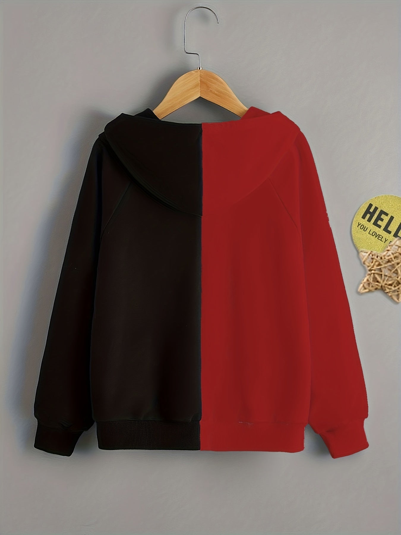 Boy's Happy Face Print Hoodie Long Sleeve Top