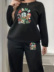 Christmas Lounge Set Women's Long Sleeve Top & Joggers Pajamas
