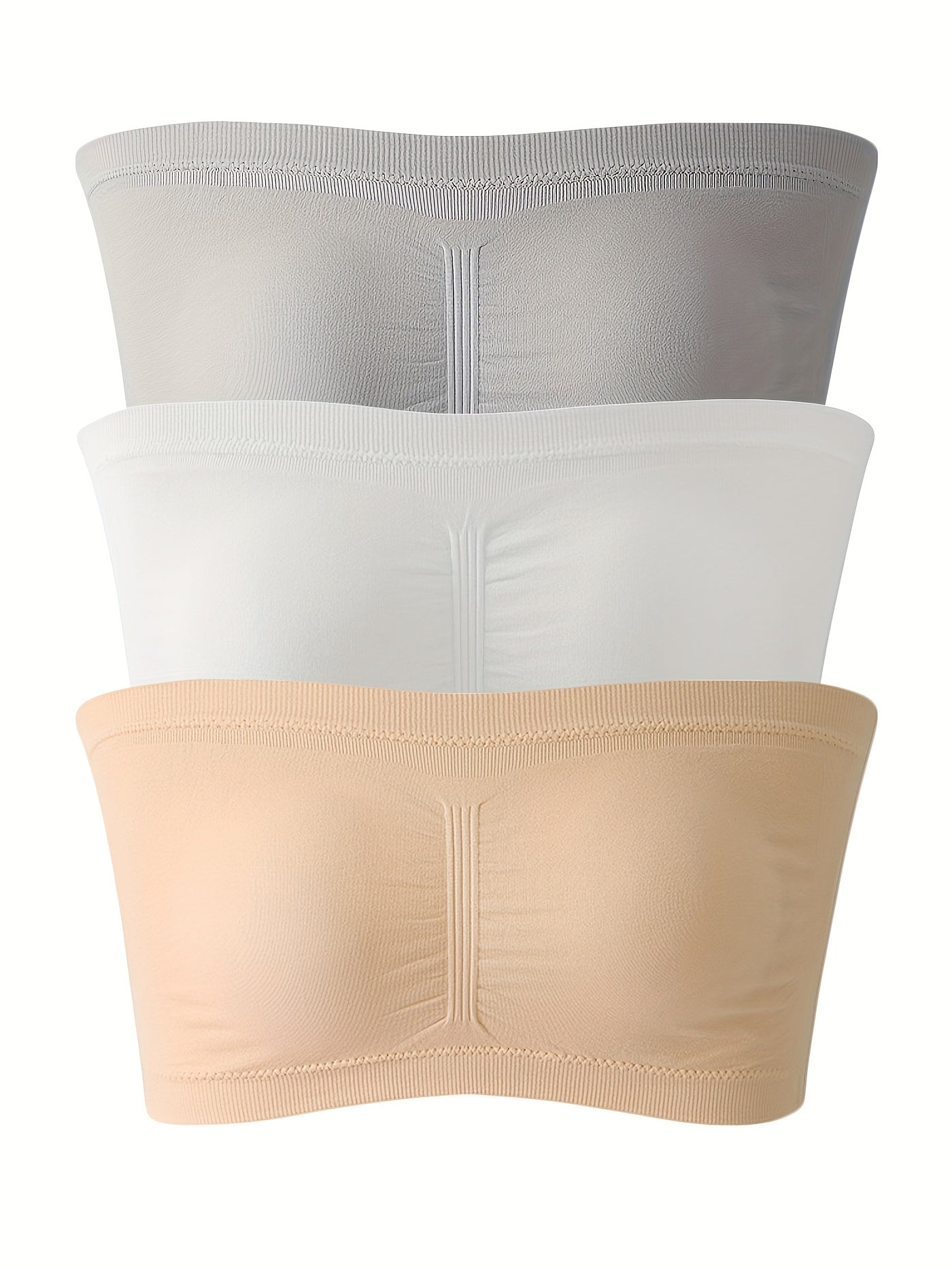 3 Pack Plus Size Sexy Tube Bra Set Women's Plus Ruched High Stretch Tube Bra Set