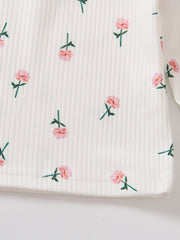 2pcs Little Kids Modest Floral Print Long Sleeve Tees Tops