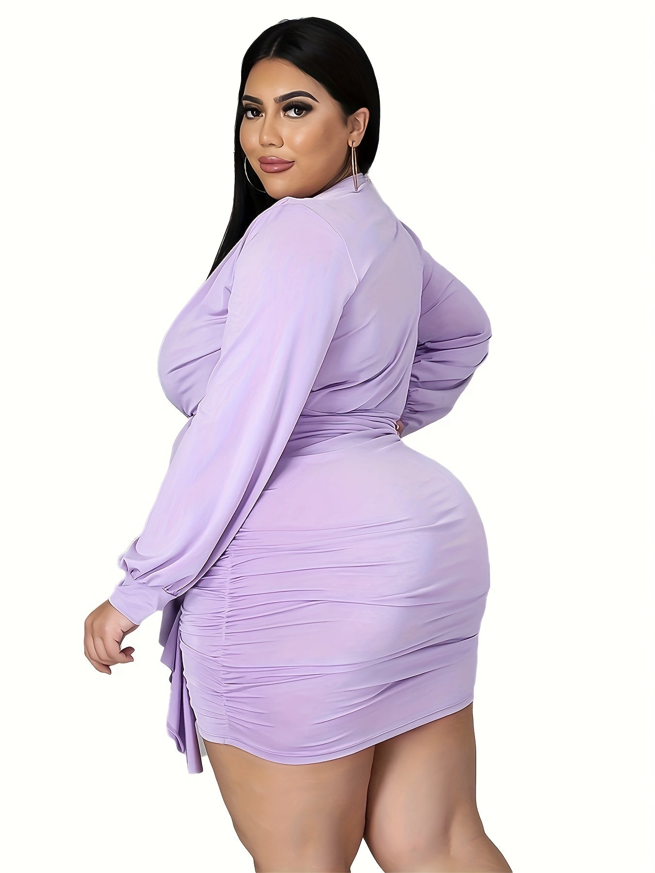 Women's Bodycon Midi Dress With Ruffle Trim