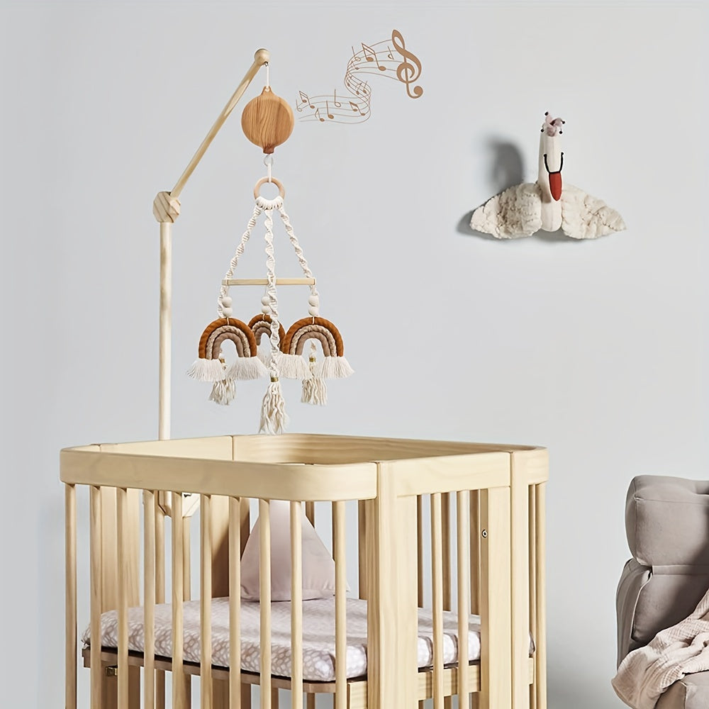 Wooden Baby Mobile Music Box with Rotating Hook Motor Operated 35 Tunes