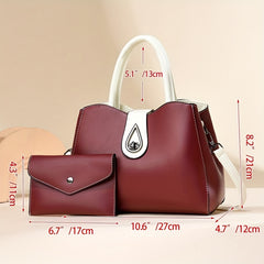 Classic Shoulder Bag Turn Lock Shoulder Bag With Clutch Pouch