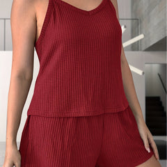 Ribbed V Neck Cami Top & Shorts Set