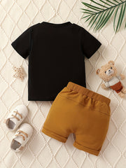 Boys Letter Print T-Shirt & Shorts Set
