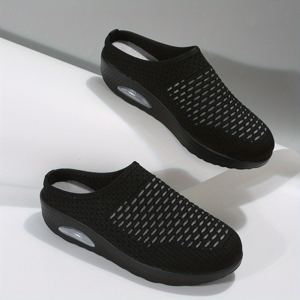 Women's Closed Toe Mule Sneakers Air Cushion Comfort Slip On Shoes