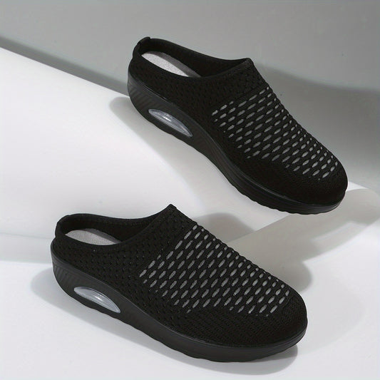 Women's Closed Toe Mule Sneakers Air Cushion Comfort Slip On Shoes