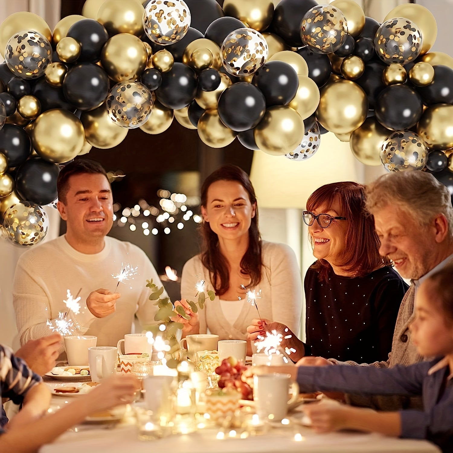 Golden Balloons Garland Arch Kit With Confetti Balloons for Party Decor