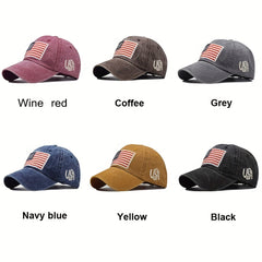 Distressed Letters Baseball Cap American Flag Embroidered Dad Cap