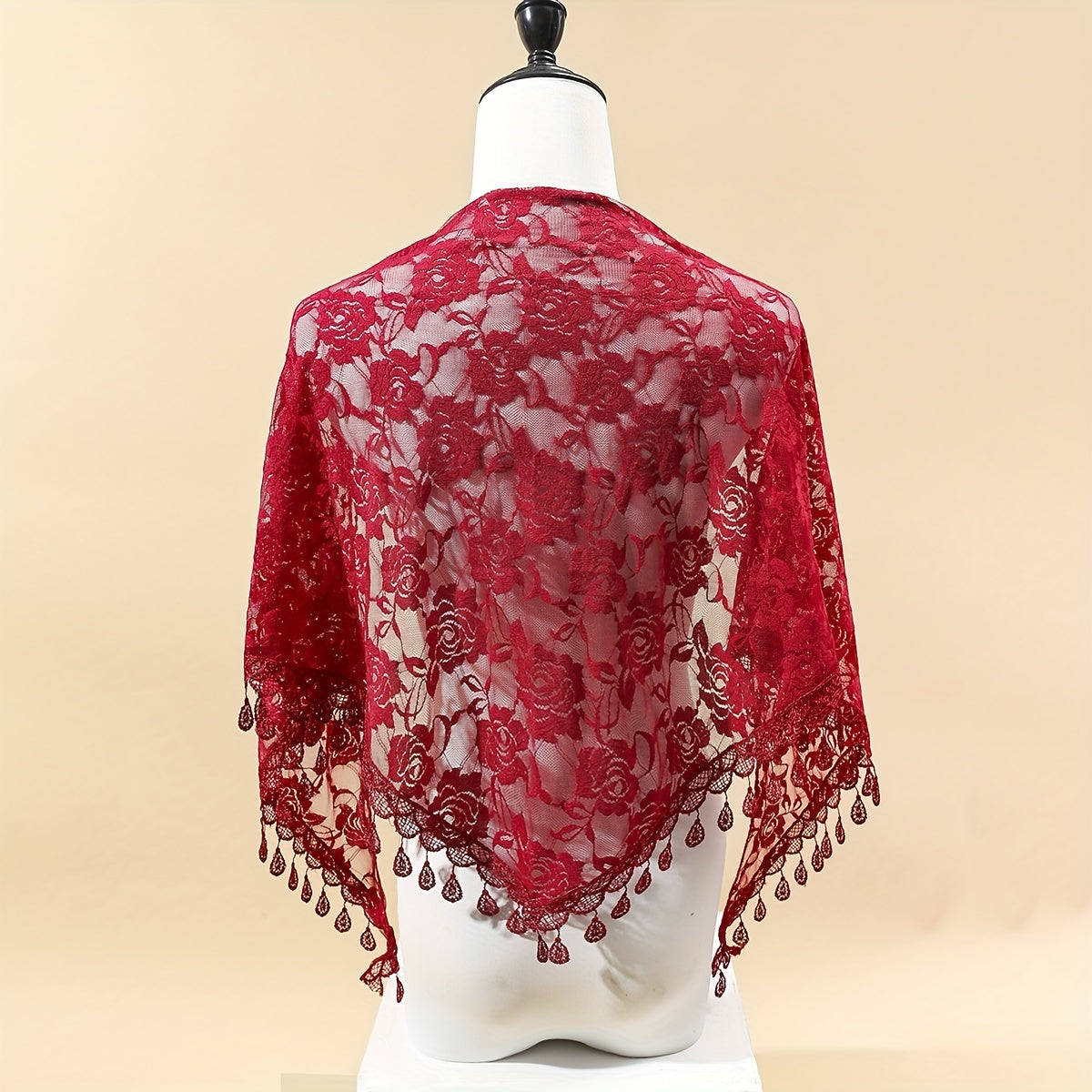 Floral Lace Triangle Shawl Large Hollow Scarf Women Party Prom