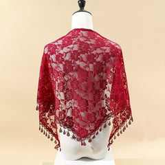 Floral Lace Triangle Shawl Large Hollow Scarf Women Party Prom