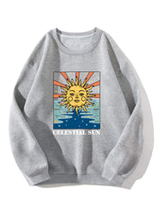 Sun Graphic Long Sleeve Round Neck Active Sweatshirt