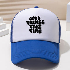 Men's Word Printing Baseball Cap Mesh Breathable Truck Cap