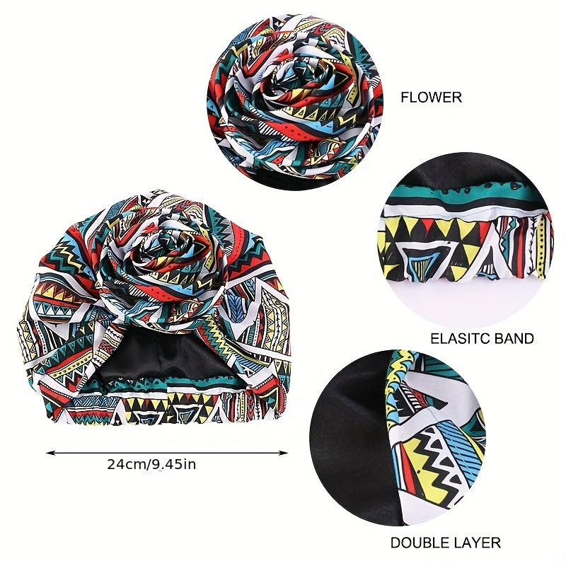 Boho Turban Cap Flower Print Head Wrap Bonnet Beanie Head Scarf Chemo Hats