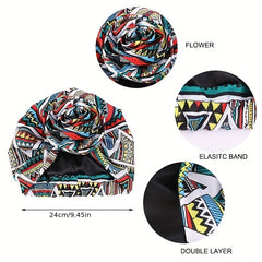 Boho Turban Cap Flower Print Head Wrap Bonnet Beanie Head Scarf Chemo Hats