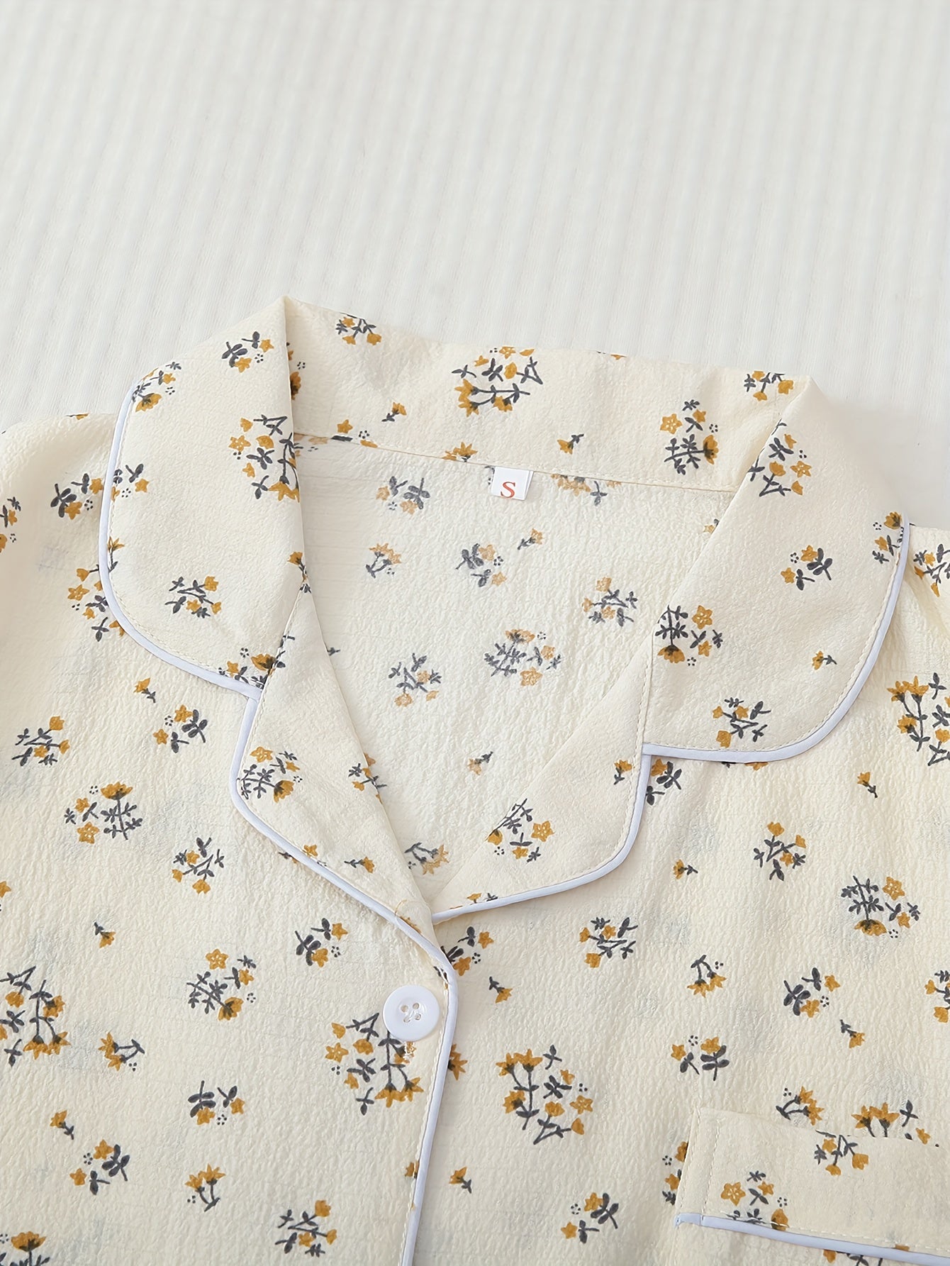 Floral Print Pajama Set Short Sleeve Top & Pants