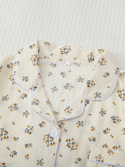 Floral Print Pajama Set Short Sleeve Top & Pants