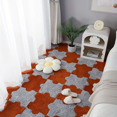 6pcs Plush Shag Puzzle Floor Mat Bay Window Seat Carpet Anti Slip Washable