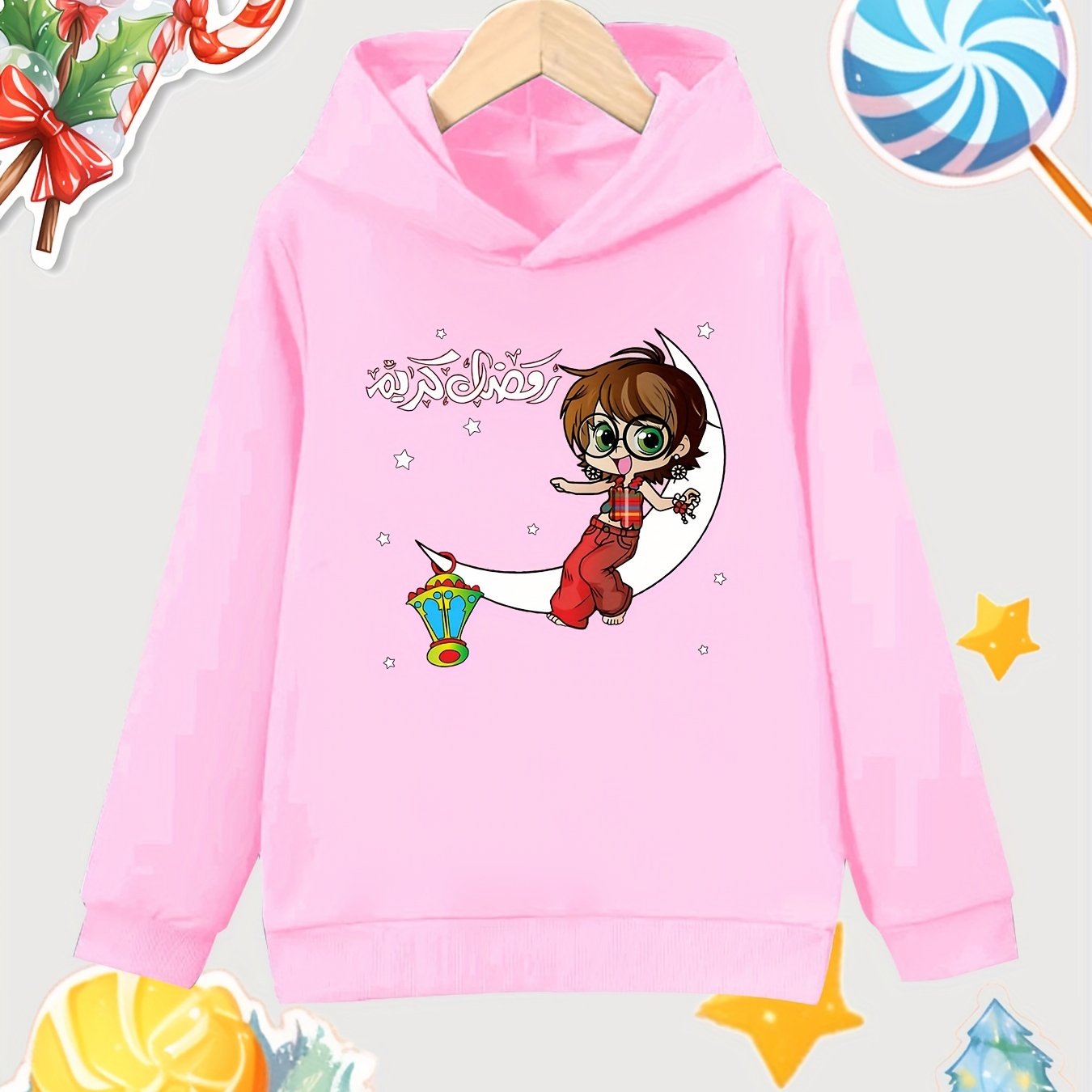 Moon Print Girls Hoodie Long Sleeve Sweatshirt