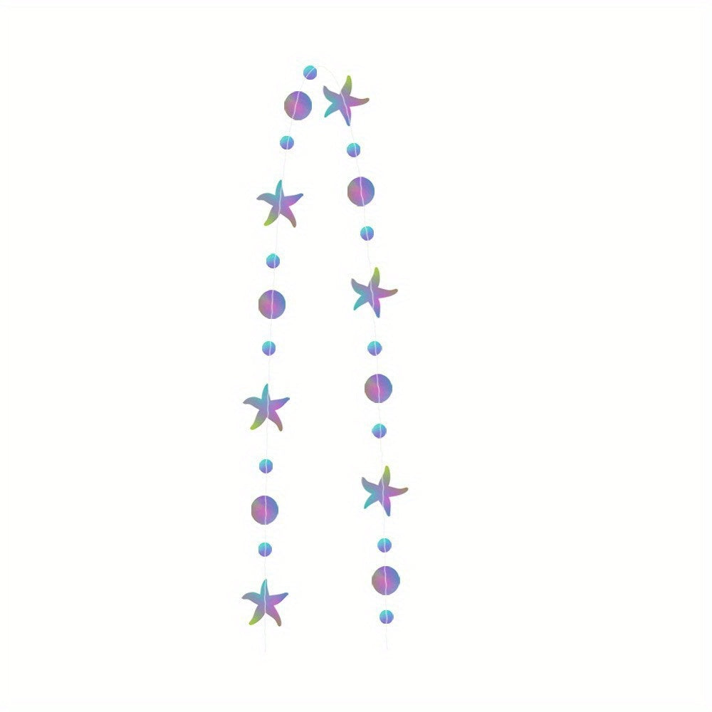 4M Iridescent Mermaid Garland Jellyfish Sea Star Pearl Holographic Streamer