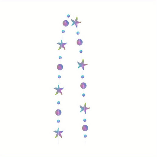 4M Iridescent Mermaid Garland Jellyfish Sea Star Pearl Holographic Streamer