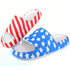 Women's Cloud Slides Pillow Slippers Star & Stripe Pattern Open Toe