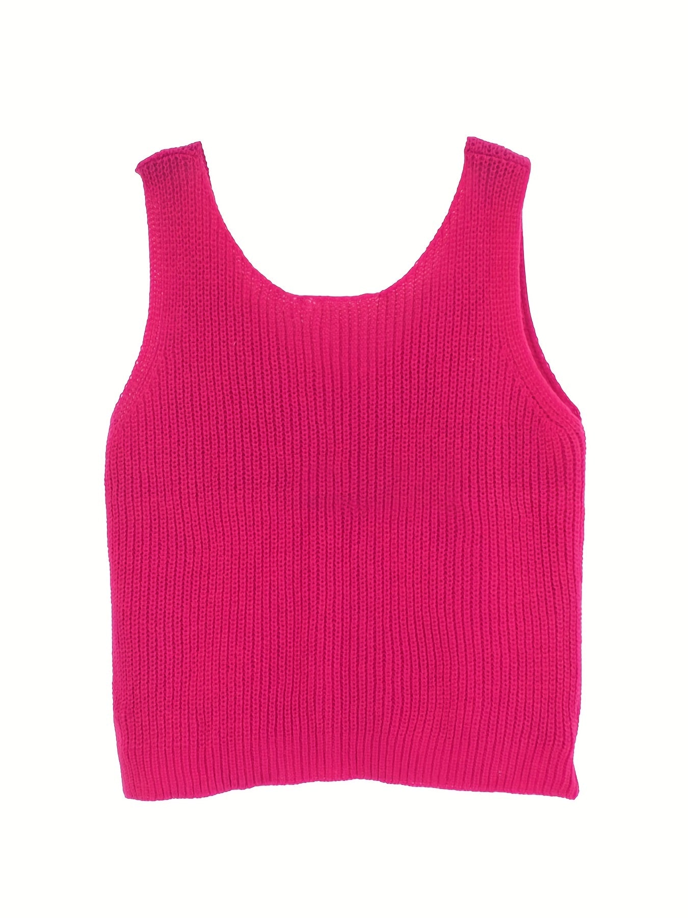 Solid V Neck Knit Top Sleeveless Tank