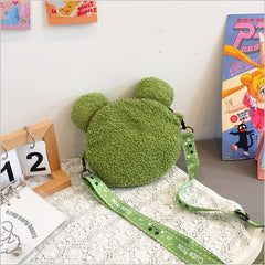 Cute Frog Plush Messenger Bag for Girls
