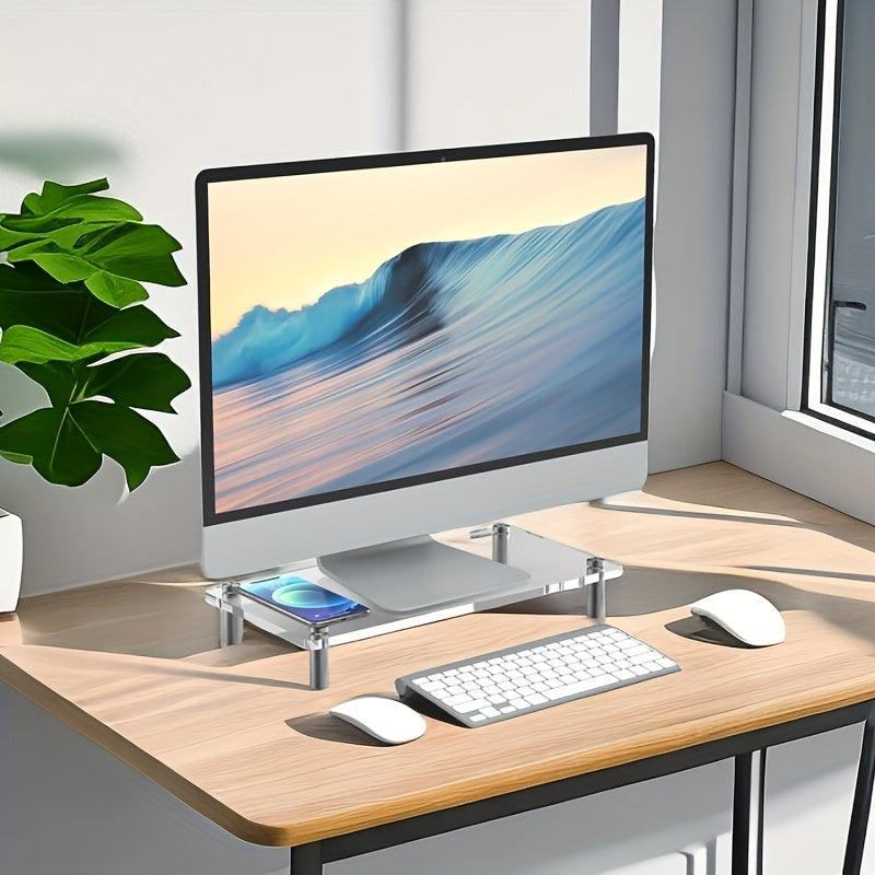 Acrylic Transparent Monitor Bracket for Home and Office Use