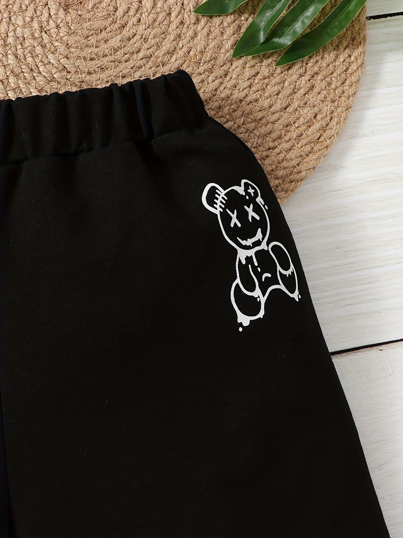Boys Bear Graphic Print Elastic Waist Shorts for Summer