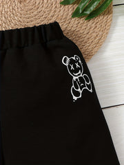 Boys Bear Graphic Print Elastic Waist Shorts for Summer