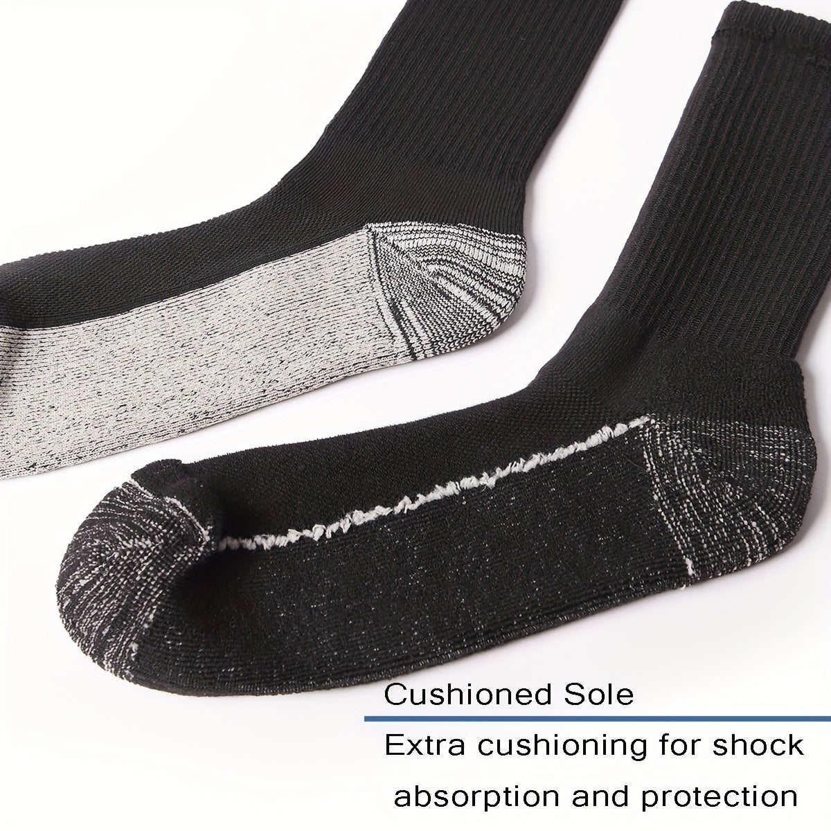 6 Pairs Mid-Calf Socks for Outdoor Activities - Shock Absorbing and Breathable