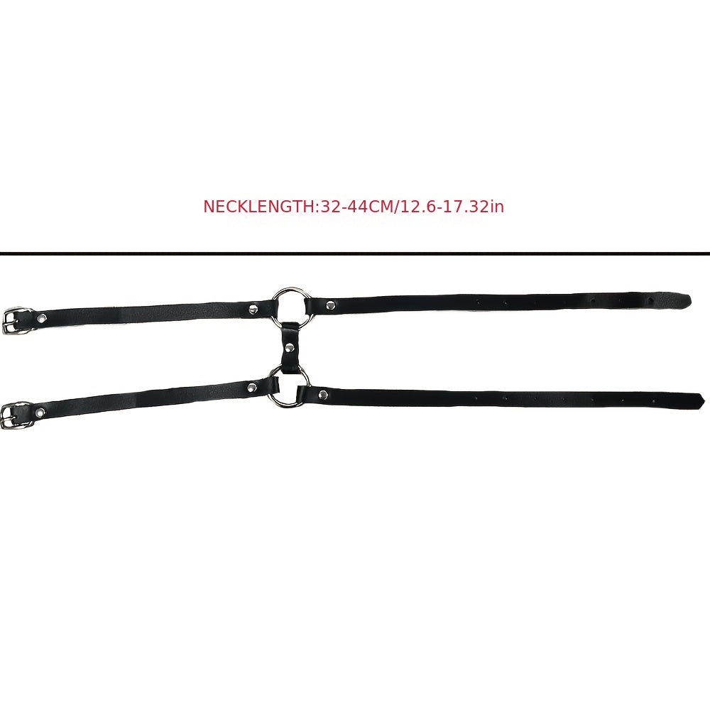 Gothic Double Row Circle Choker with Pin Buckle
